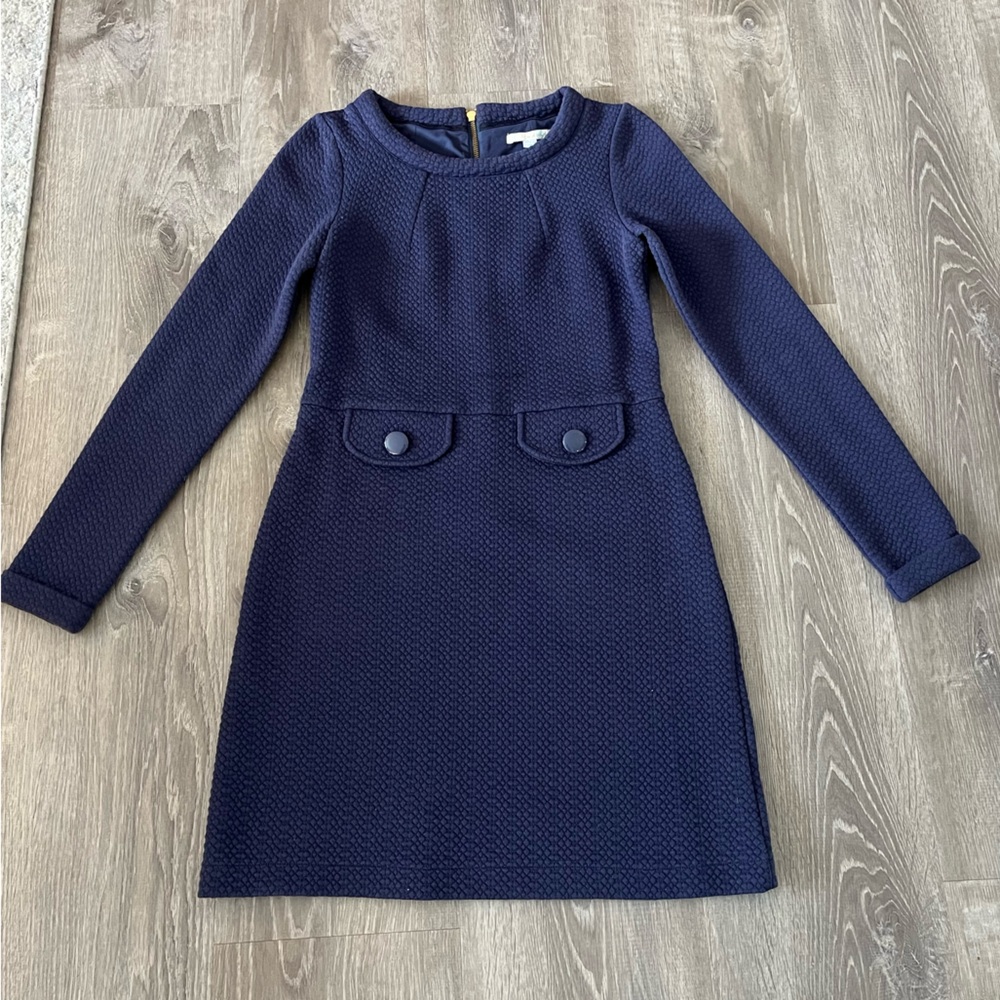 Boden Sixties Jacquard Dress in Navy Blue US 4 Anthro $118 - Picture 4 of 16